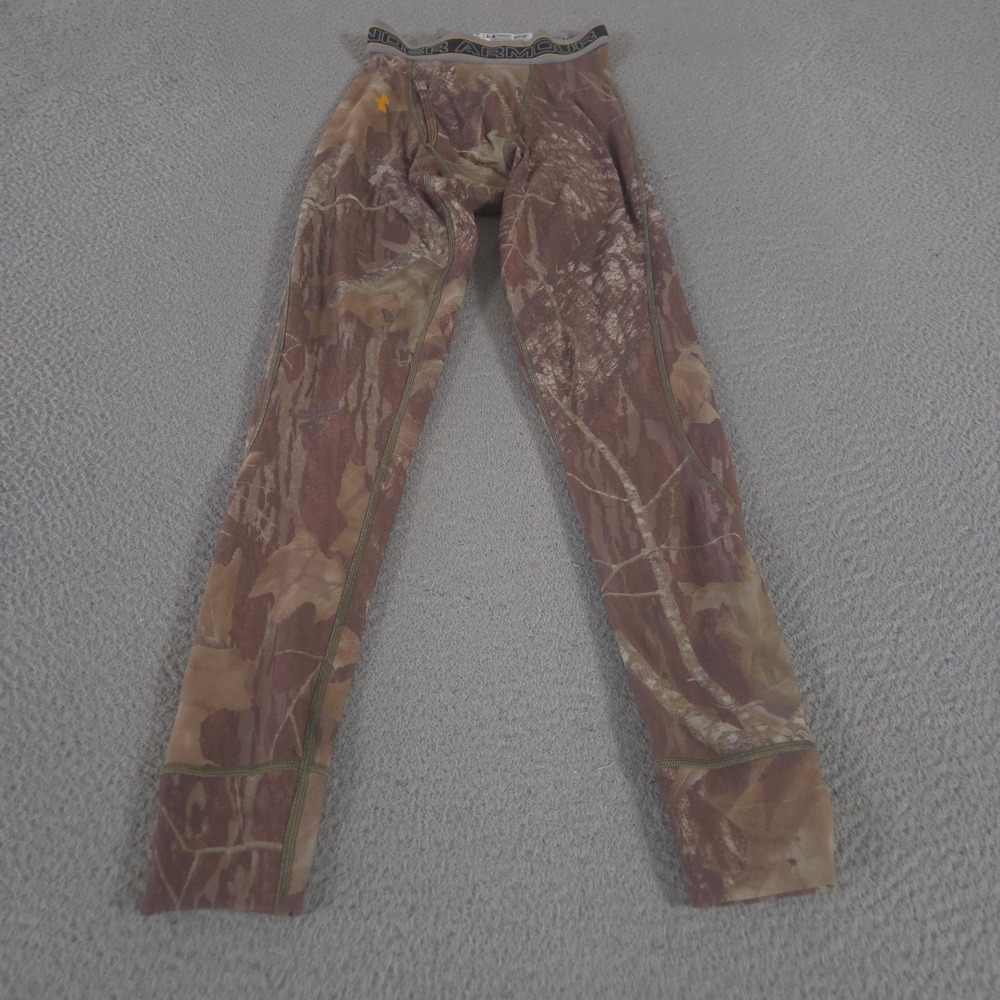 VINTAGE Under Armour Pants Boys S Brown Camo ColdGear Infrared Leggings 90s Y2K